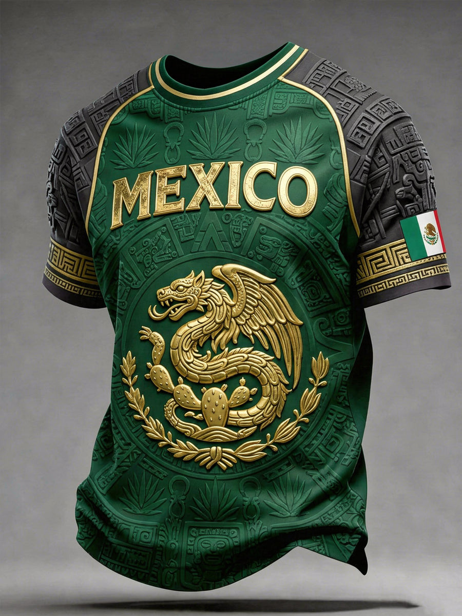 Men's Mexican Football Fan Printed Casual Short-Sleeve T-Shirt