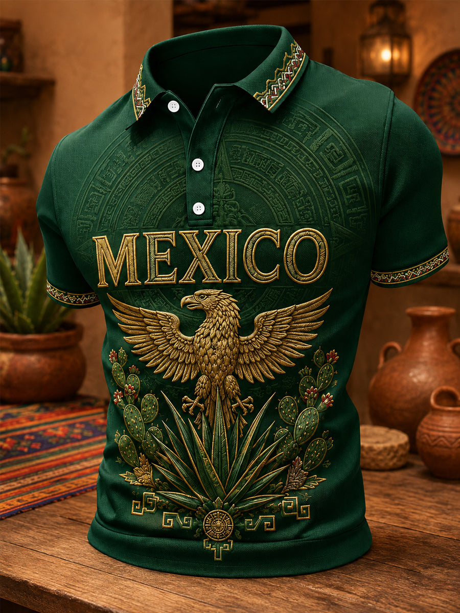 Men's Mexico Print Casual Polo