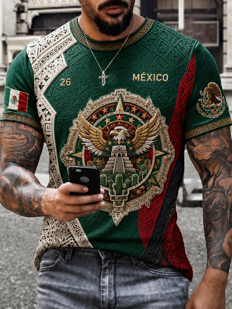 Men's Mexico Football Lover Papel Picado Art Printed T-shirt