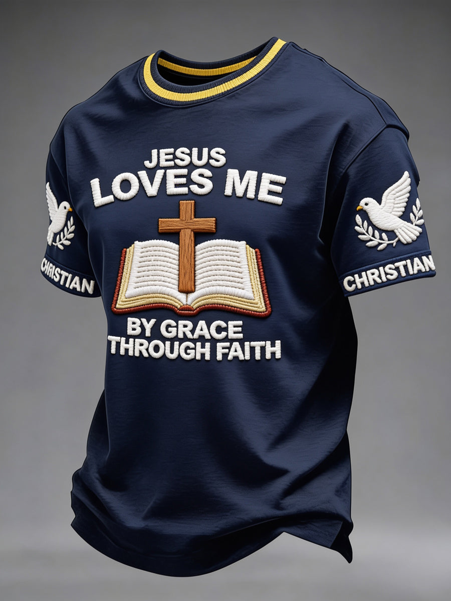 Men's Religious Print Casual Short-Sleeve T-Shirt