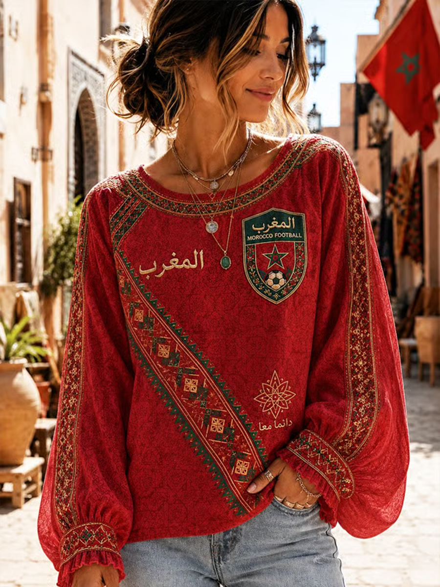 Women's Morocco Printed Cotton-Linen Shirt