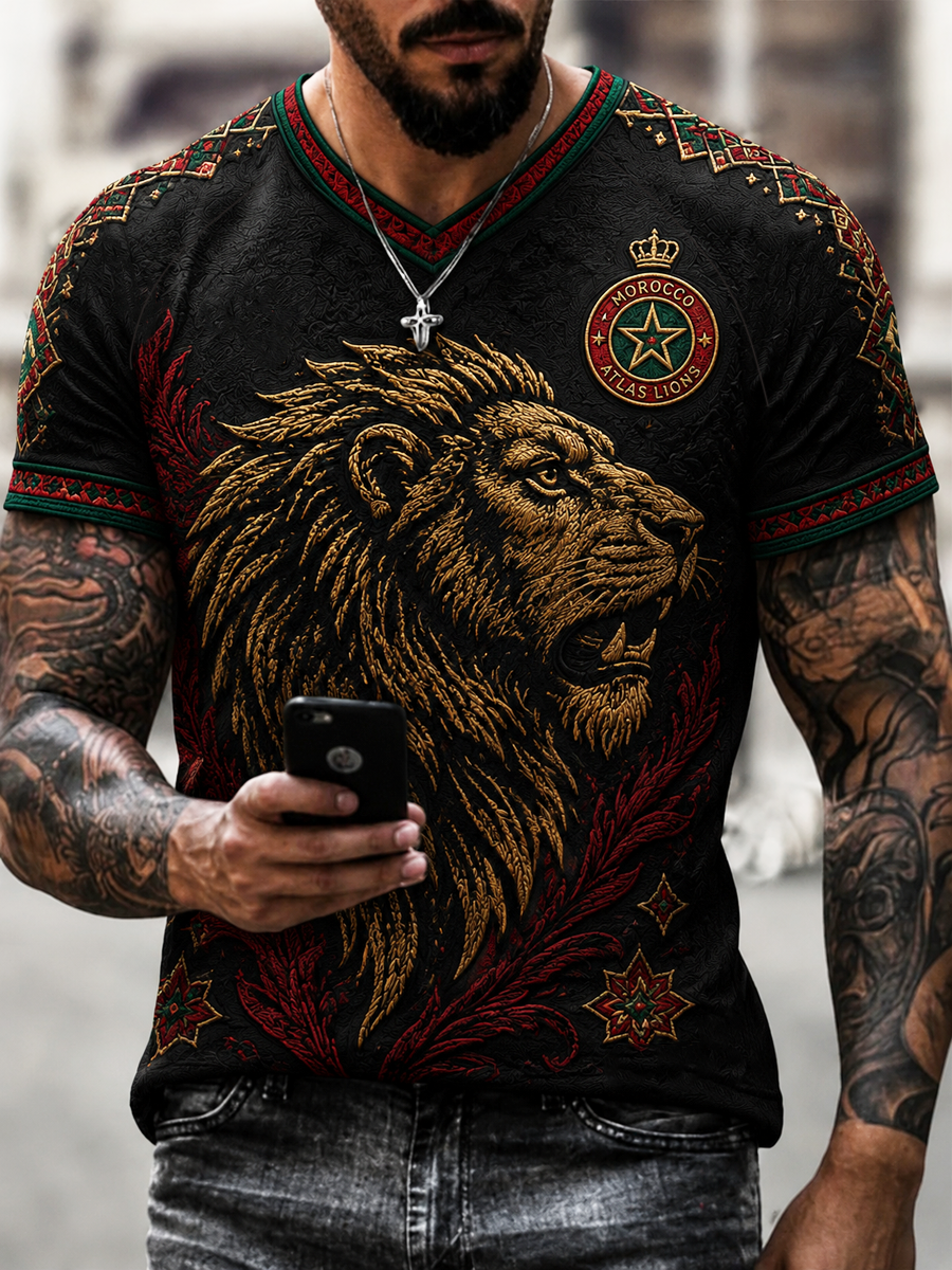 Men's Morocco Printed V-neck T-shirt