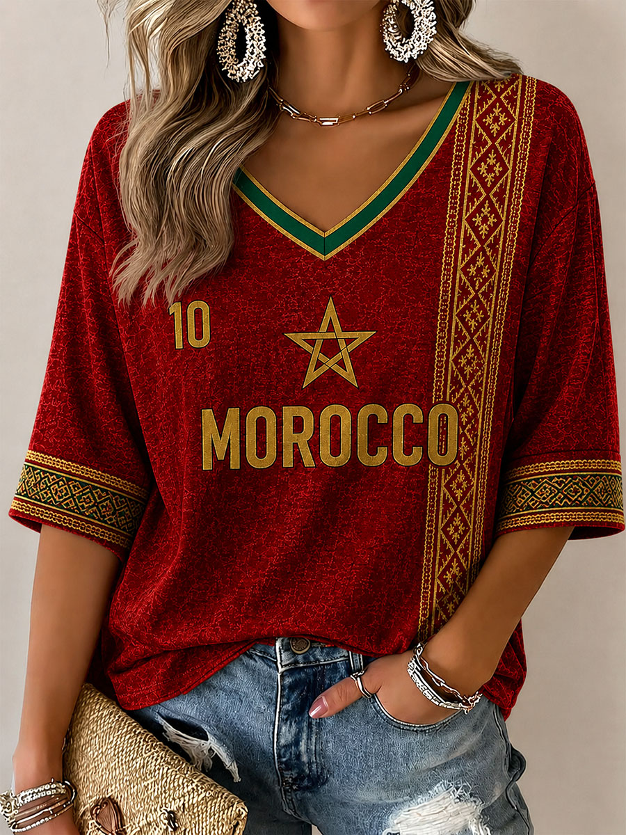 Women’s Morocco Football Printed Casual T-Shirt