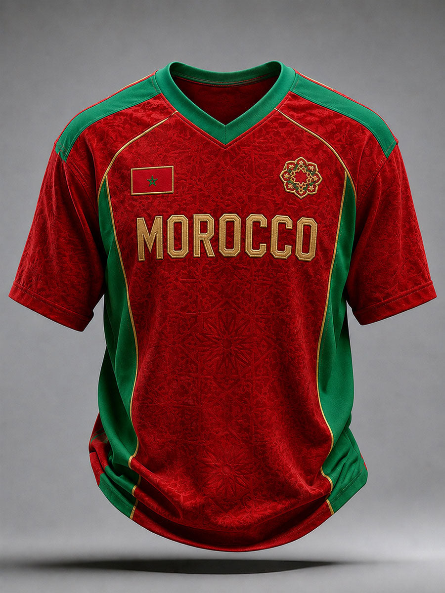 Men's Morocco Football Print Casual T-Shirt