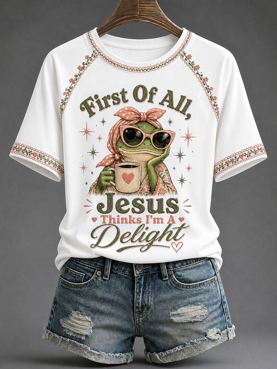 Women's 'Jesus Thinks I'm A Delight' Printed Casual T-Shirt