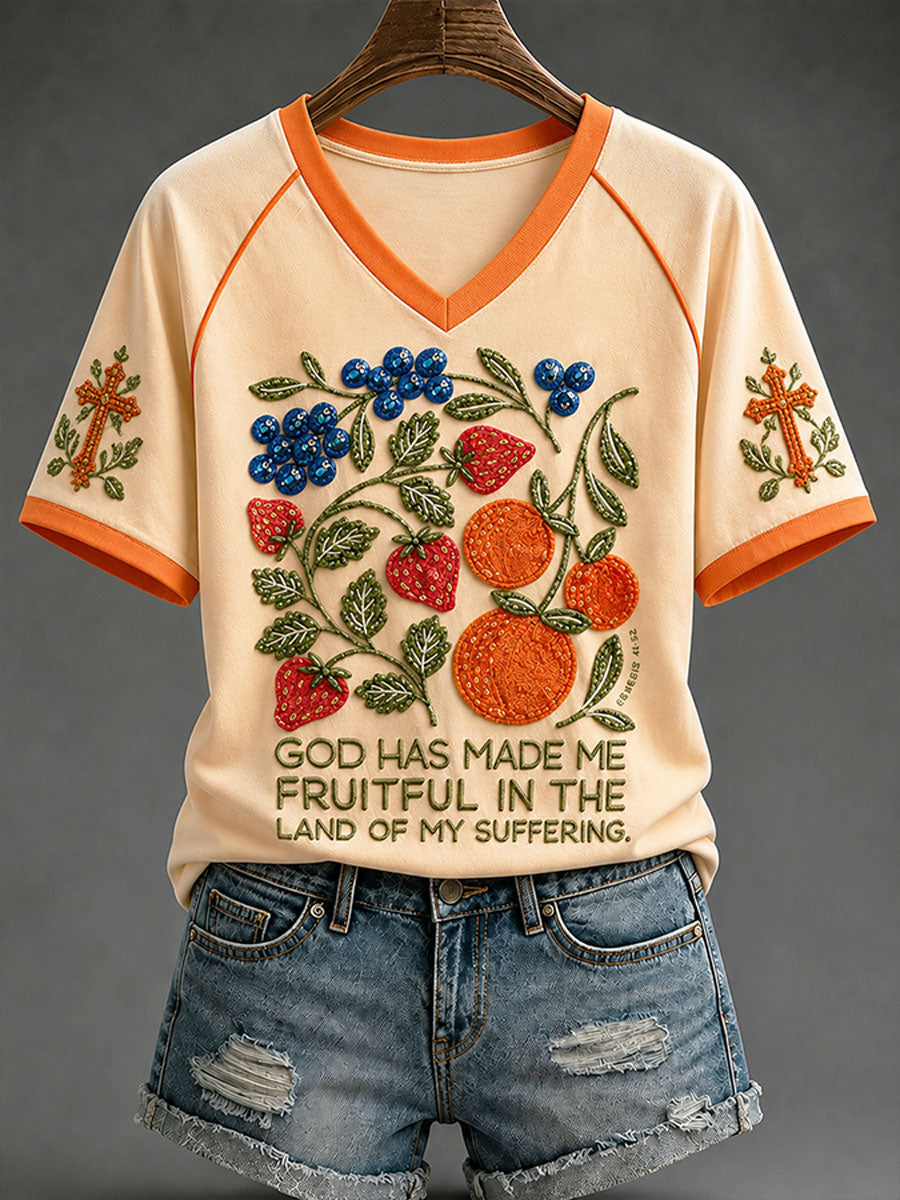 Women's "God Has Made Me Fruitful In The Land Of My Suffering” Faith Casual T-shirt