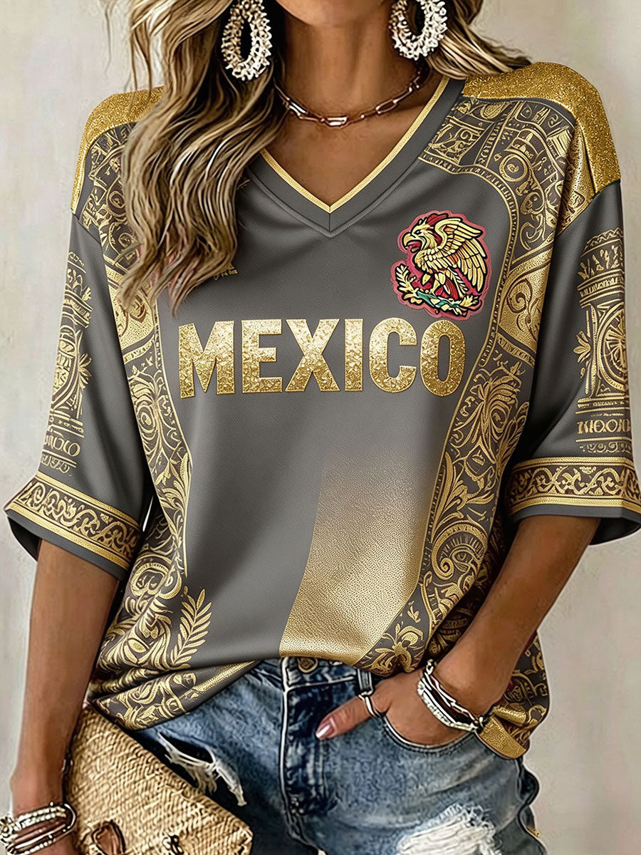 Women's Mexico Independence Day Art Printed T-shirt