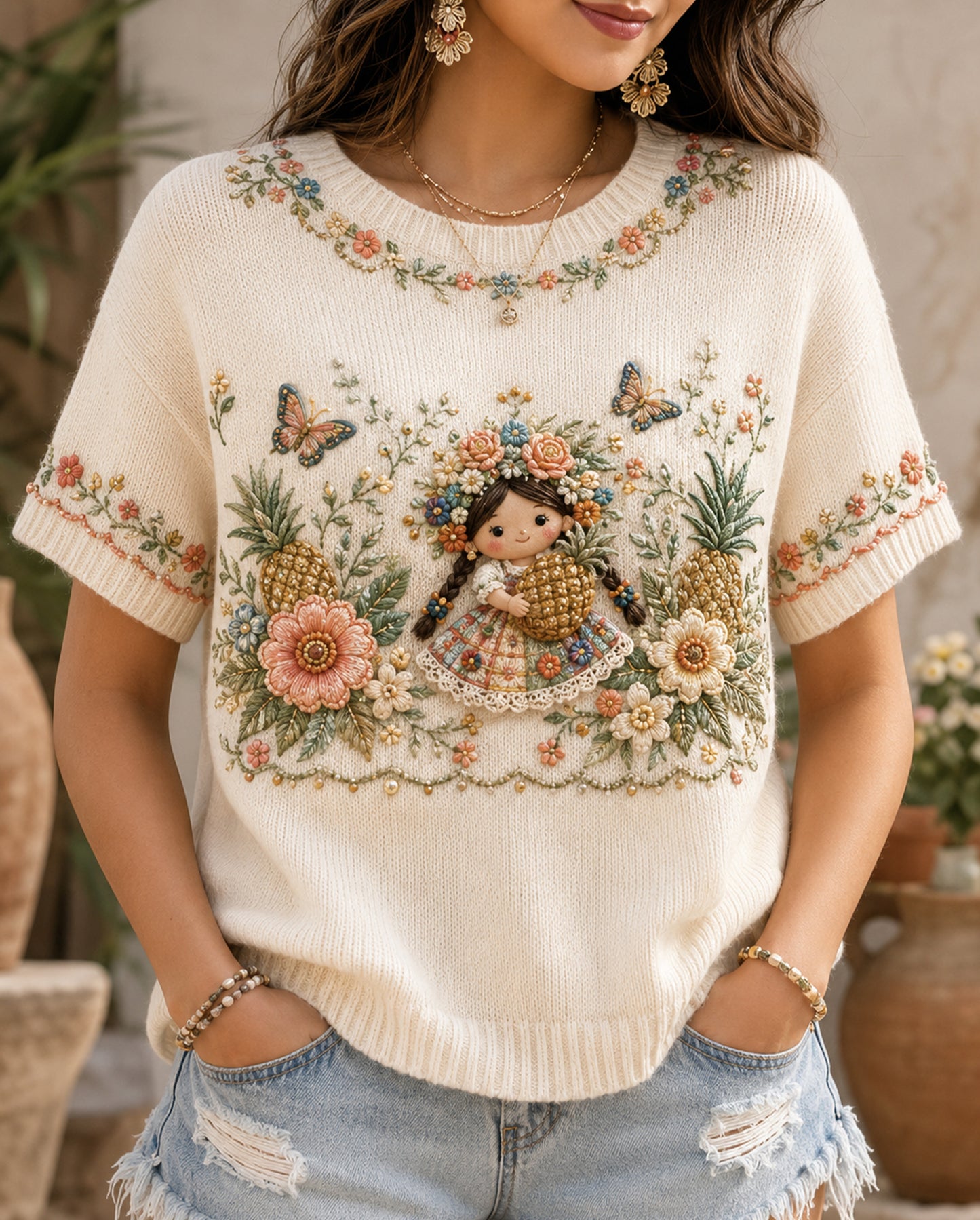 Women's Mexican Gala Gaycha Festival Cultural Elements Art Print Top