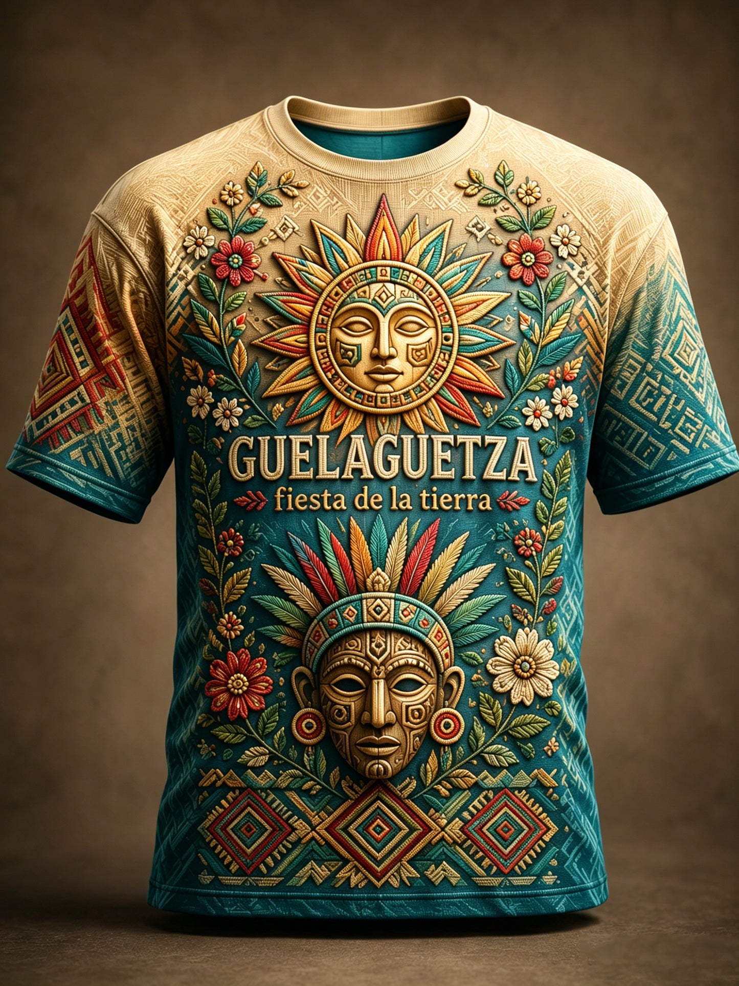 Men's Mexican Gala Gaelaga Festival Cultural Elements Art Print T-Shirt