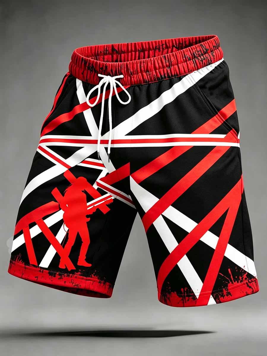 Men's Vintage Van Halen Print Casual Pants