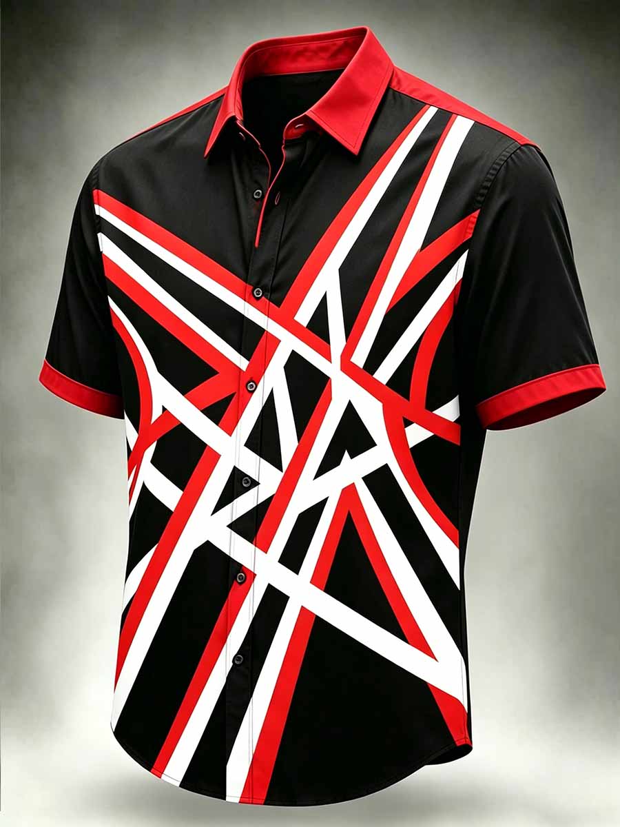 Men's Vintage Van Halen Print Casual Shirt