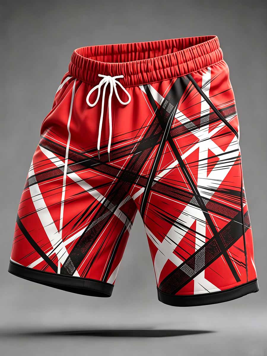 Men's Van Halen Graffiti Print Casual Short Pants