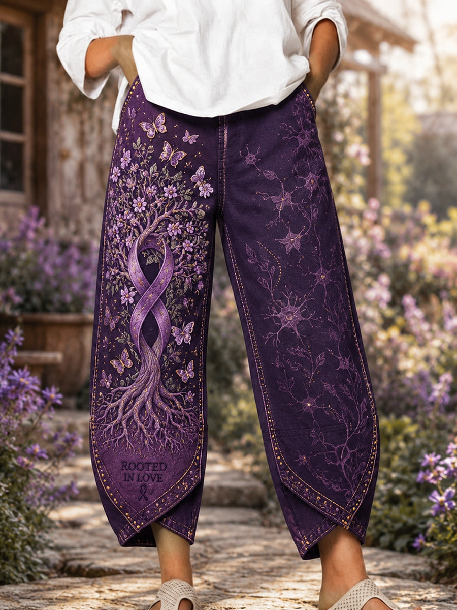 Women's Alzheimer's Disease Awareness Print Flared Trousers
