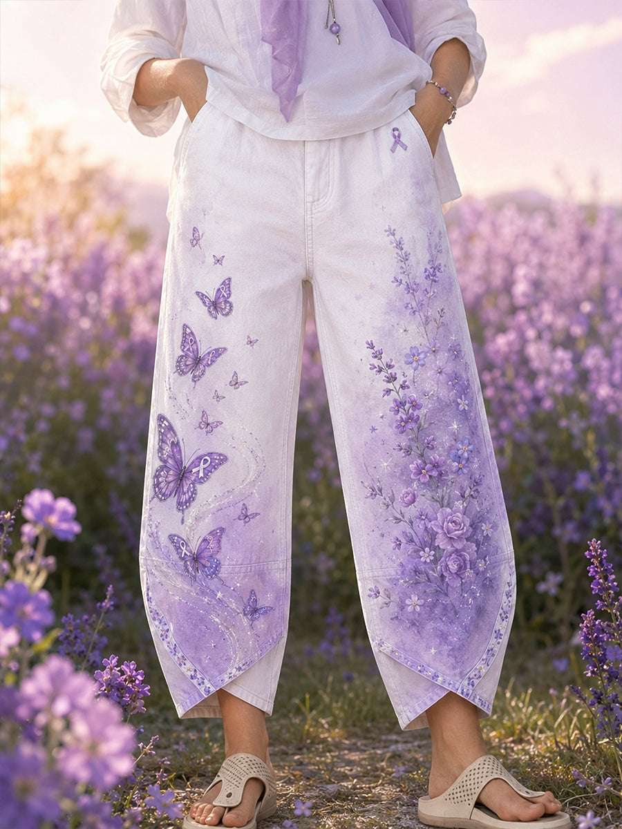 Women's Alzheimer's Disease Awareness Art Print Flared Trousers