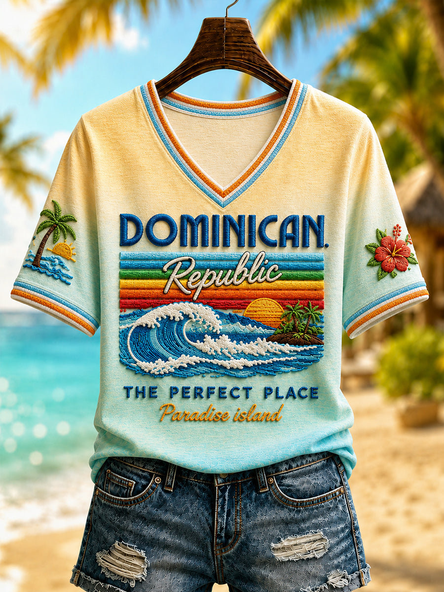 Women's Dominican Republic Beach Vacation Print T-shirt
