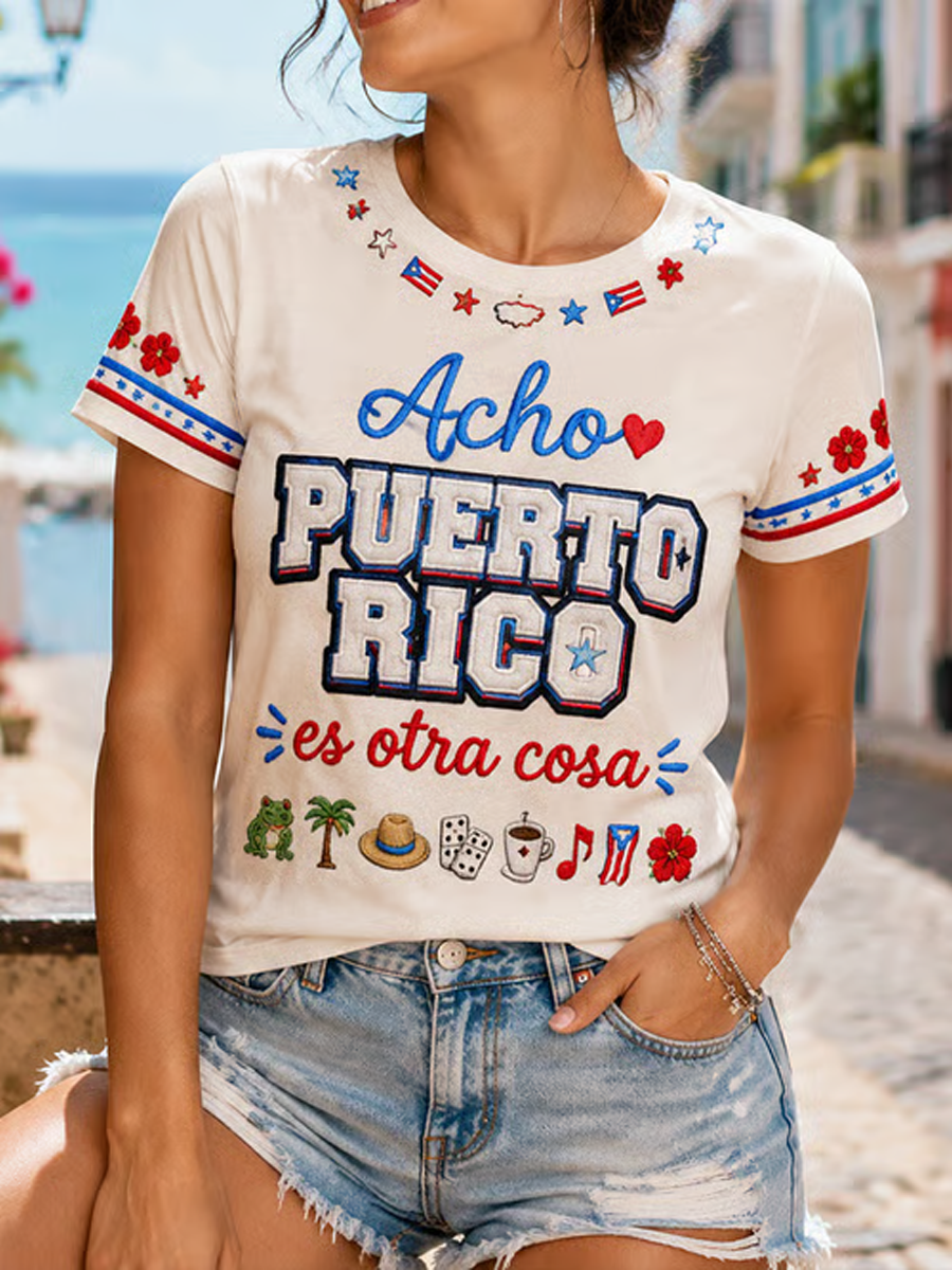 Women's Puerto Rico Printed short-sleeved T-shirt