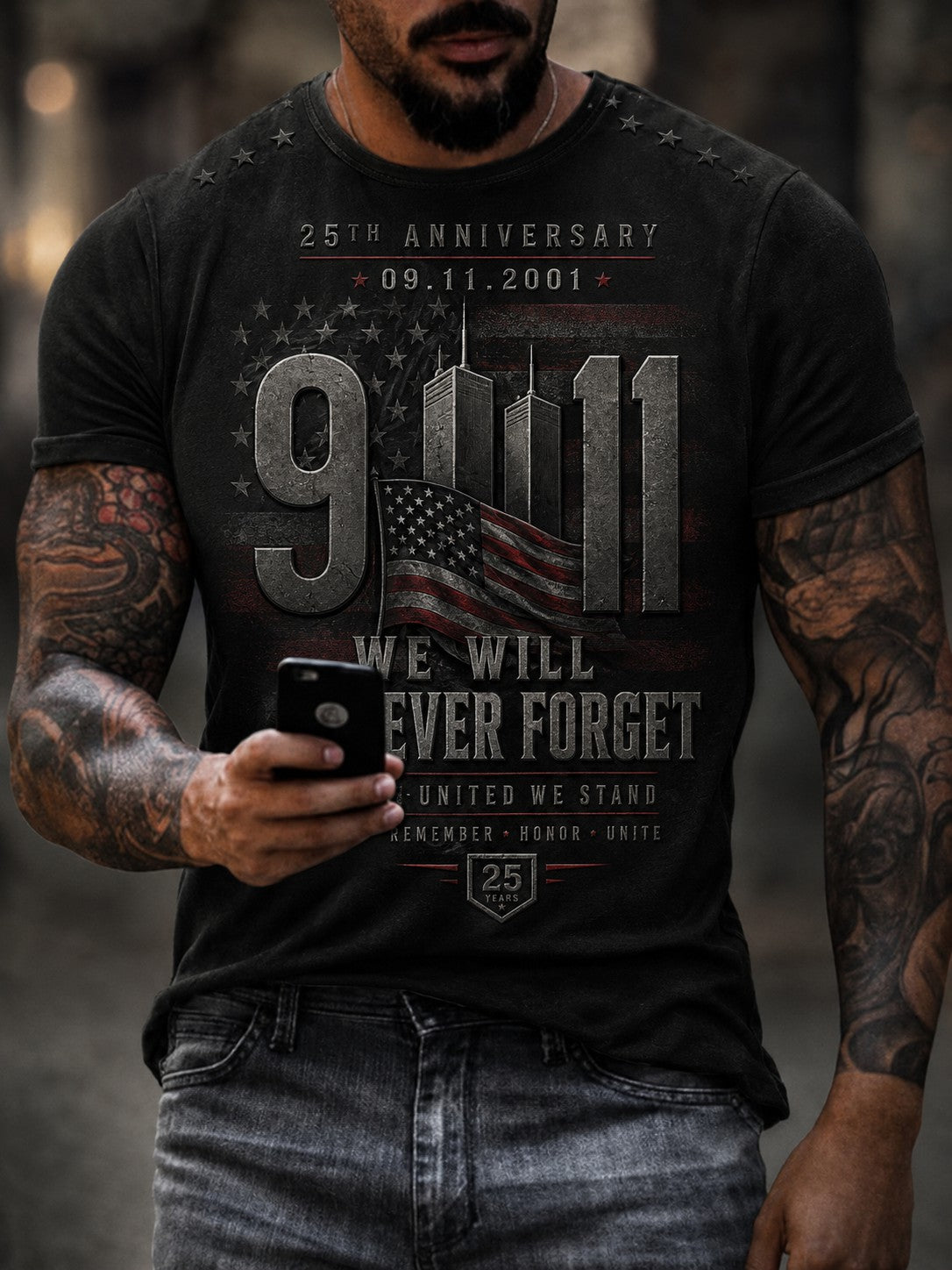 Men's 9.11 Never Forget Printed T-shirt