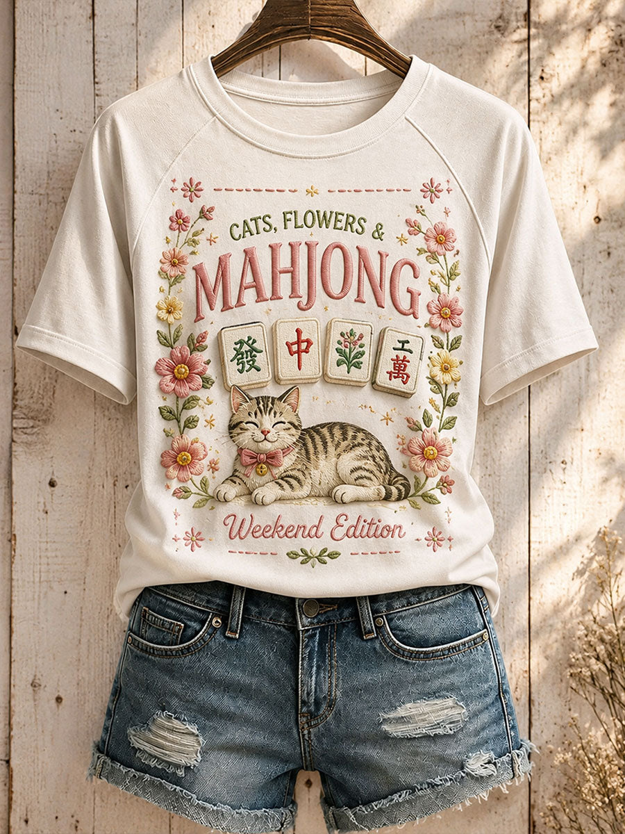 Women's Fun Cat Mahjong T-shirt