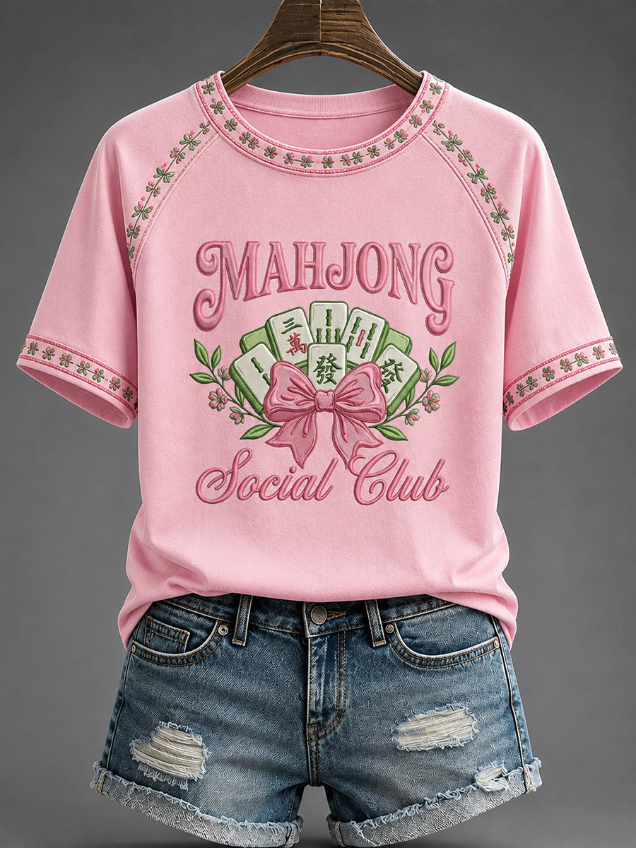 Women's Mahjong Print Casual T-Shirt