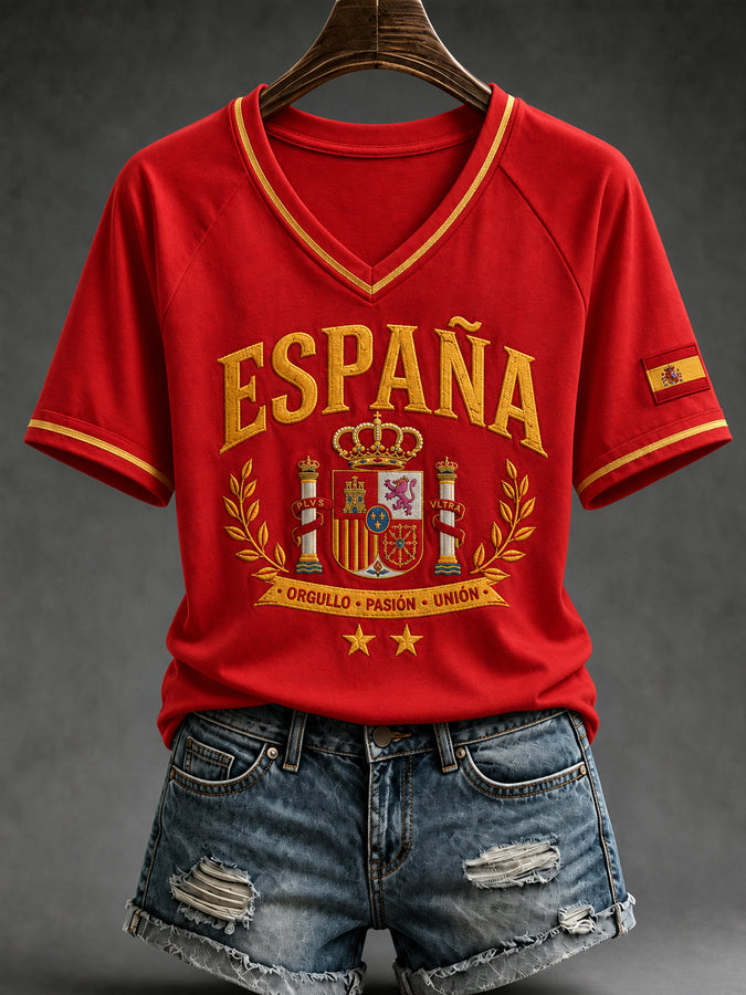 Women's España Lover Print Casual Short Sleeve T-shirt