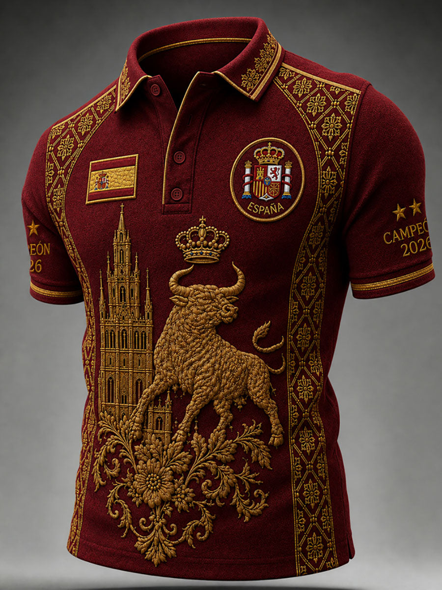 Men's España Lover Print Casual Short Sleeve Top