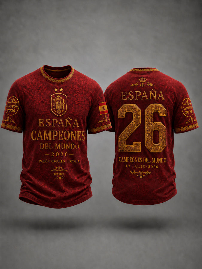 Men's España Lover Print Casual Short Sleeve T-shirt