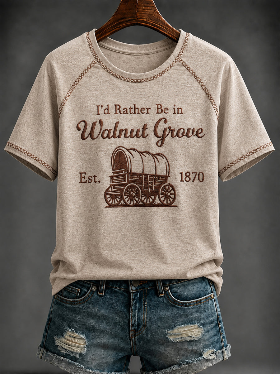 Women's “i'd rather be in walnut grove” Printed T-shirt