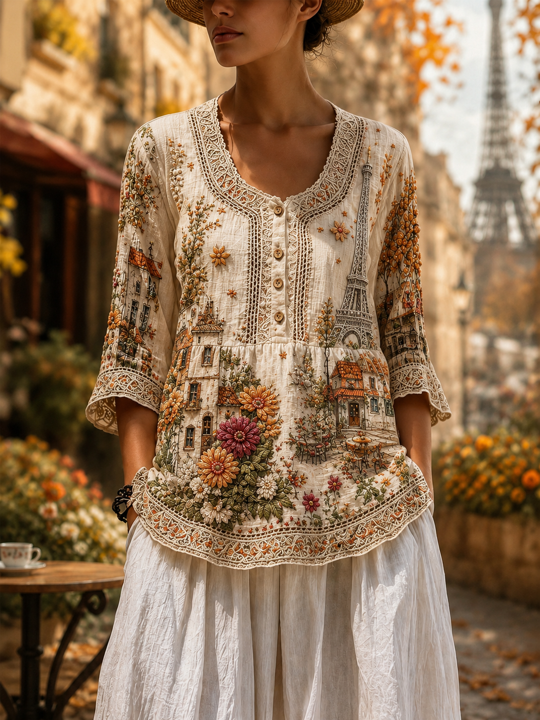 Women's Autumn Vintage Button Up A Line Linen Shirt