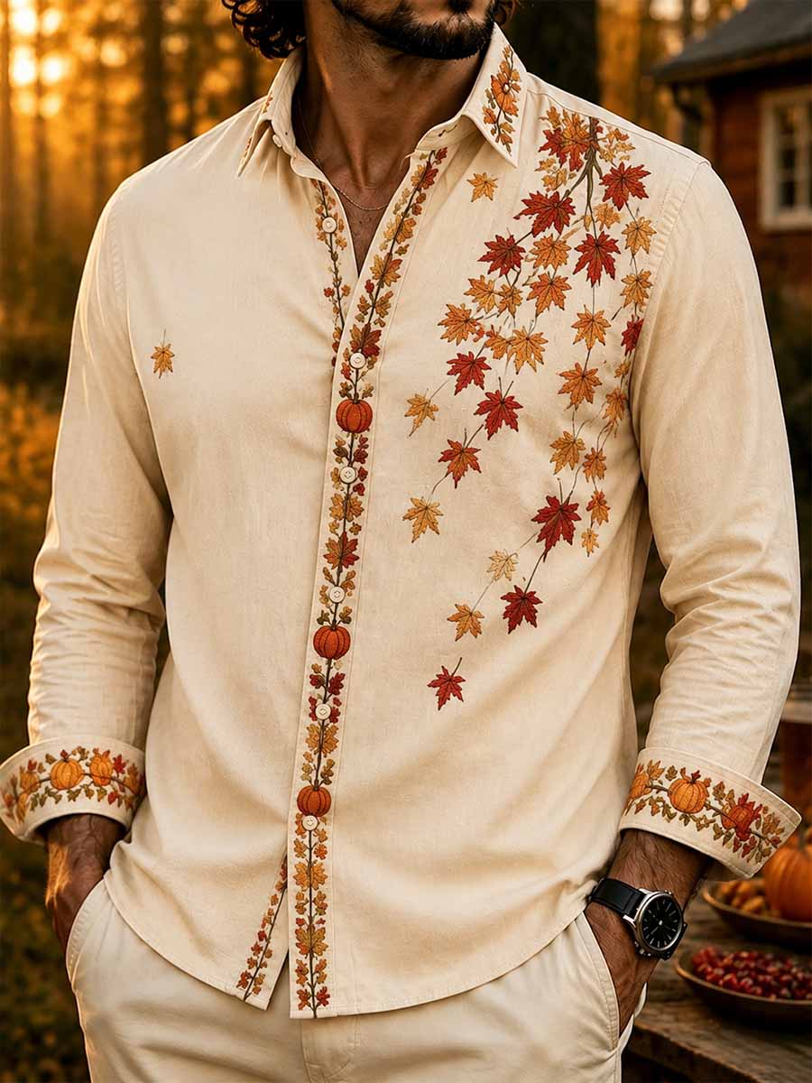 Men's Fashion Autumn Patterned Print Shirt