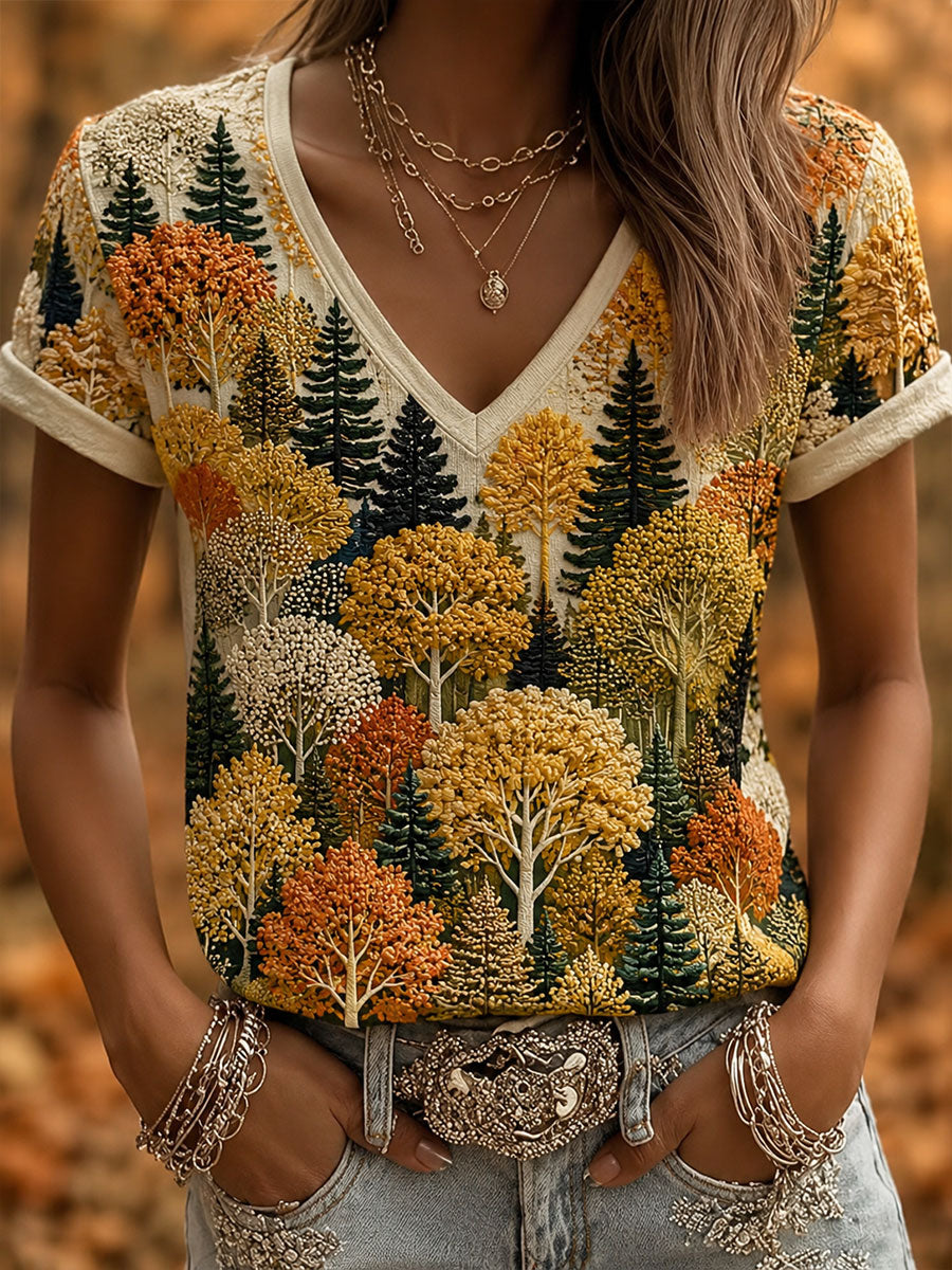 Women's Autumn Forest Short-sleeved T-shirt