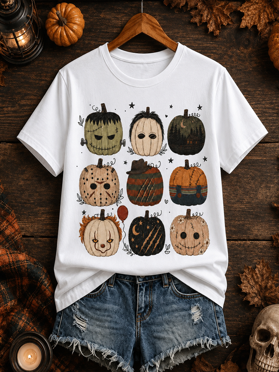 Women's Halloween print short-sleeved T-shirt