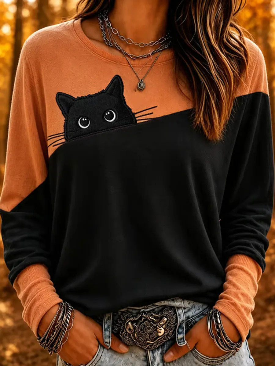 Women's Cat Print Casual T-Shirt