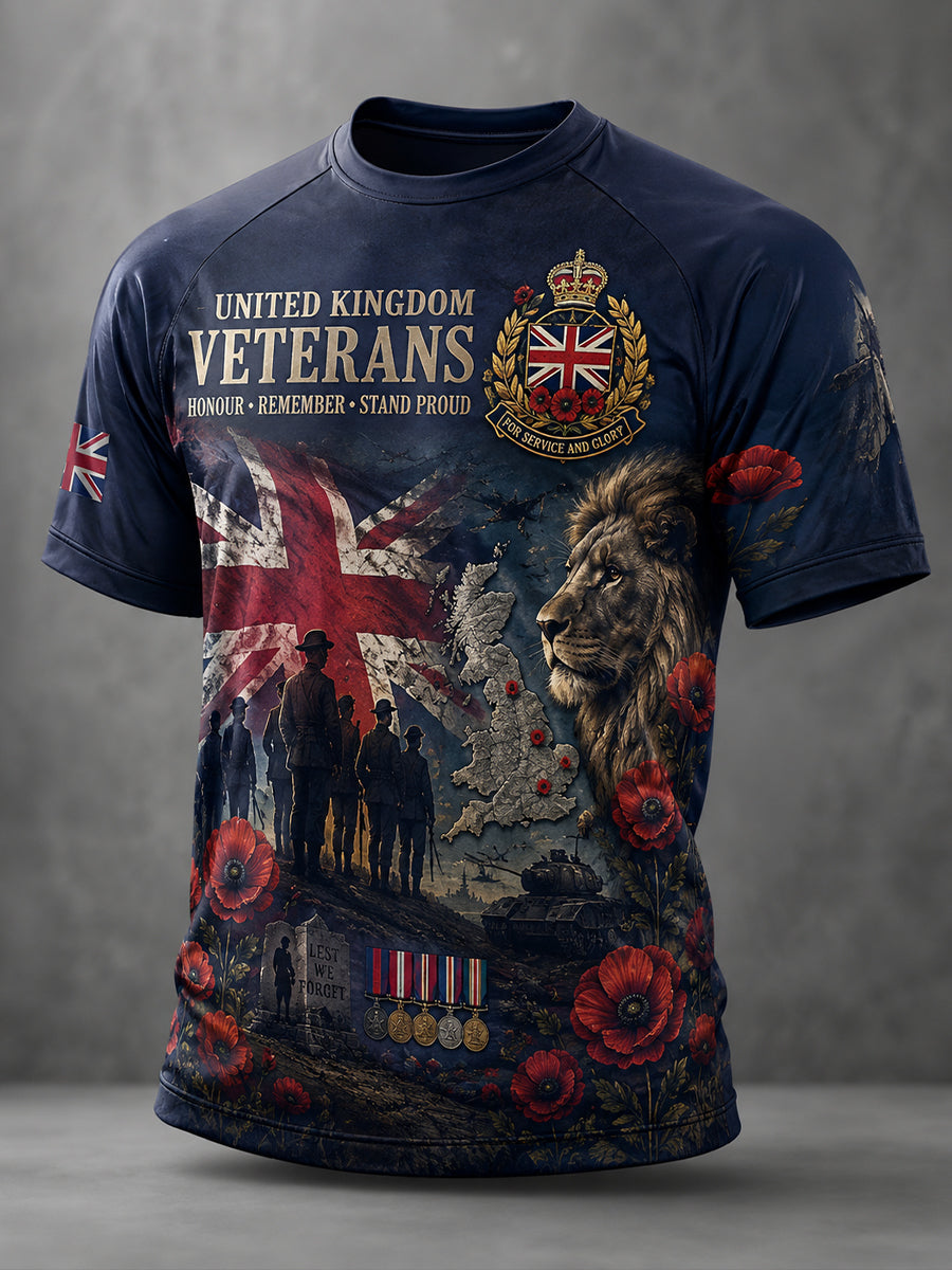 Men's Short-Sleeve Raglan T-Shirt With Military Camouflage Print
