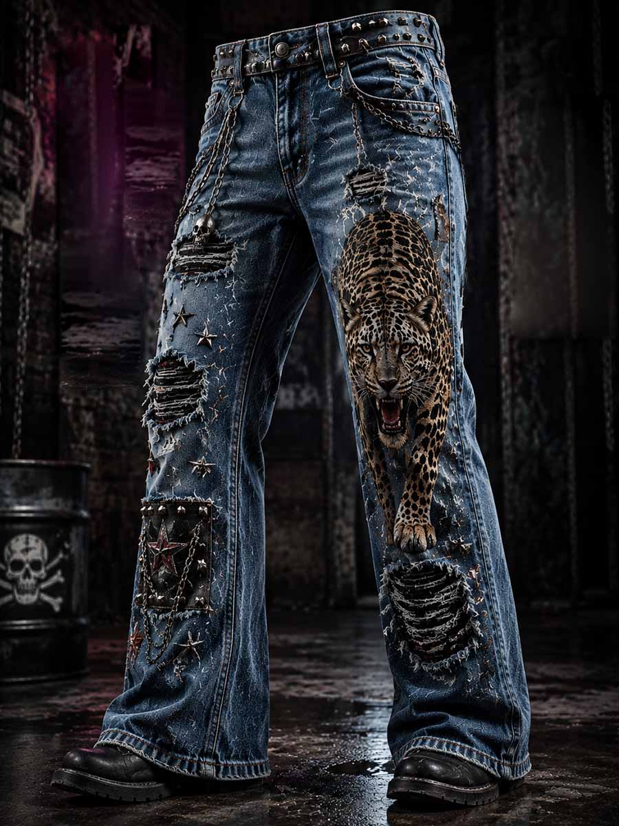 Men's Street Style Black Panther Art Print Pants