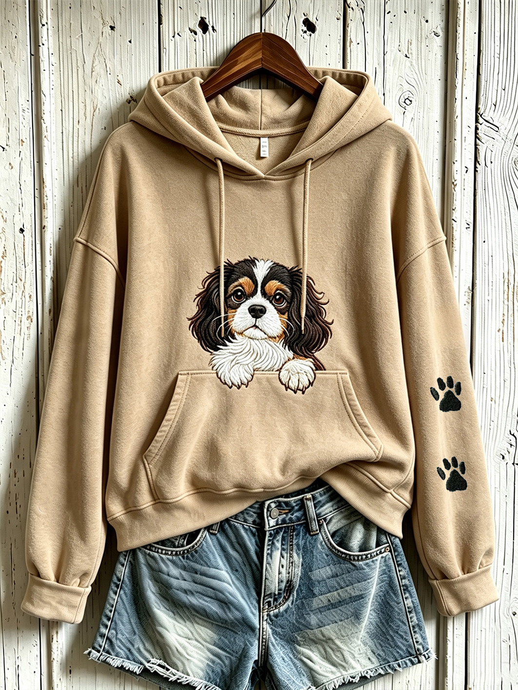 Women's cute dog pattern printed casual hoodie