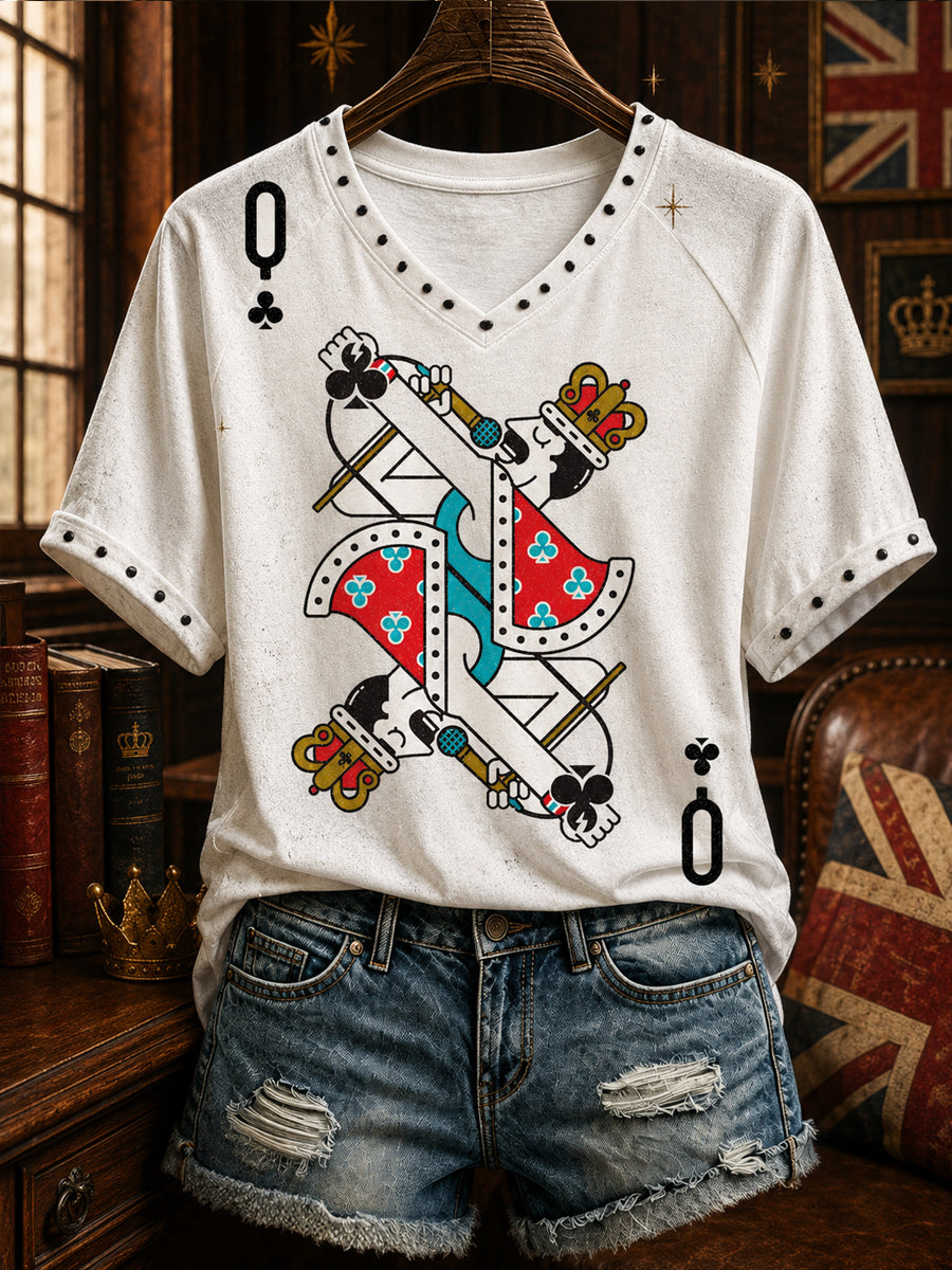 Women's UK Music Lover Q Art Printed T-shirt
