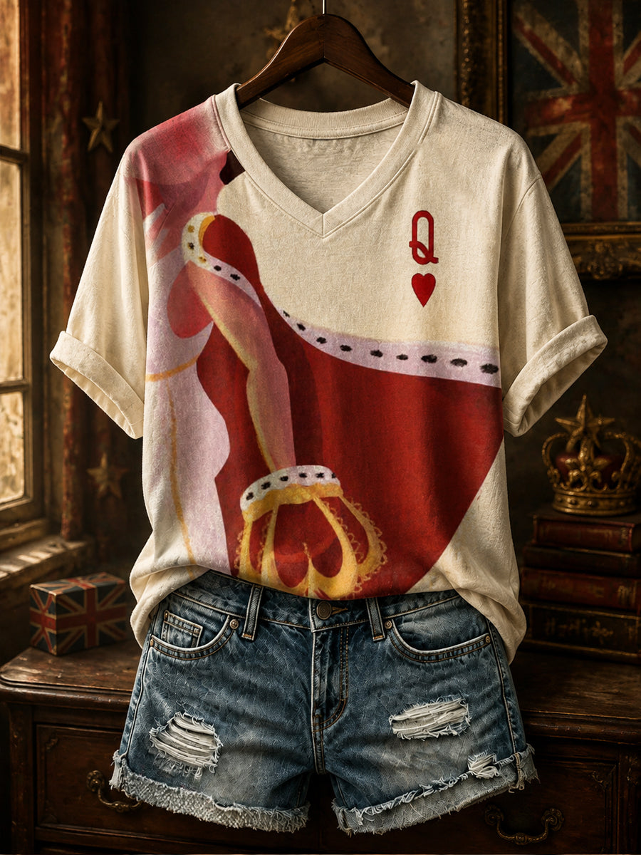 Women's UK Music Lover Q Art Printed T-shirt