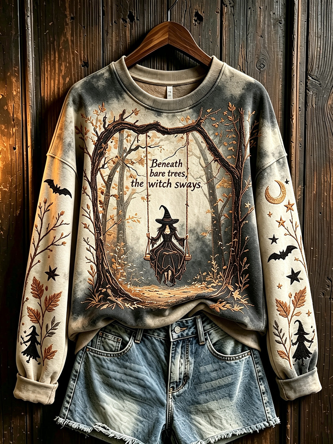Women's retro Halloween pattern printed casual sweatshirt