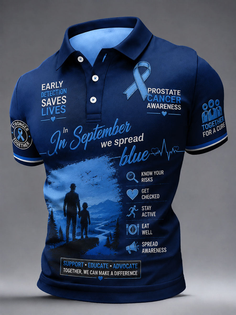 Men's 'In September We Spread Blue' Prostate Cancer Awareness Shirts