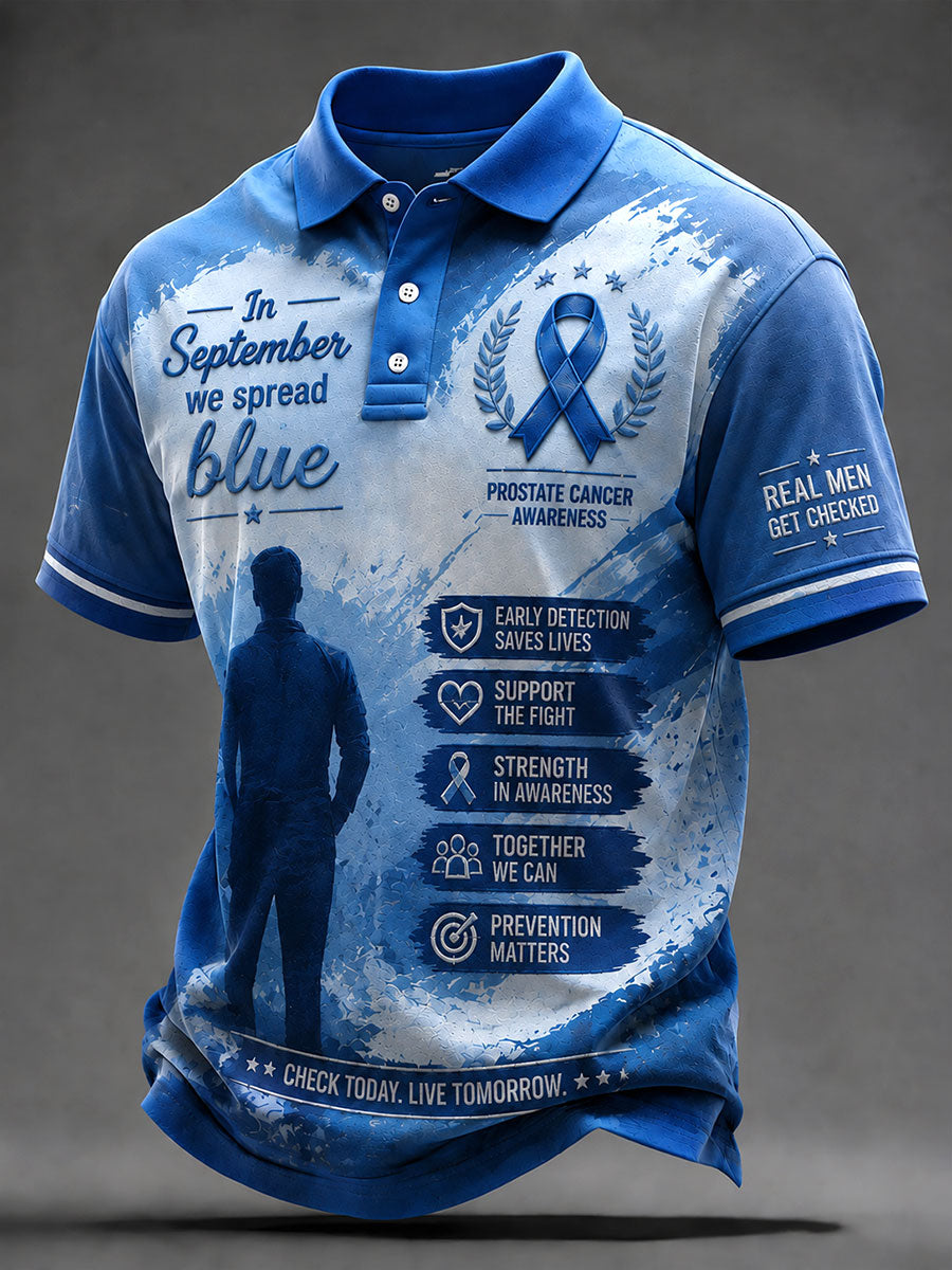 Men's 'In September We Spread Blue' Prostate Cancer Awareness Shirts