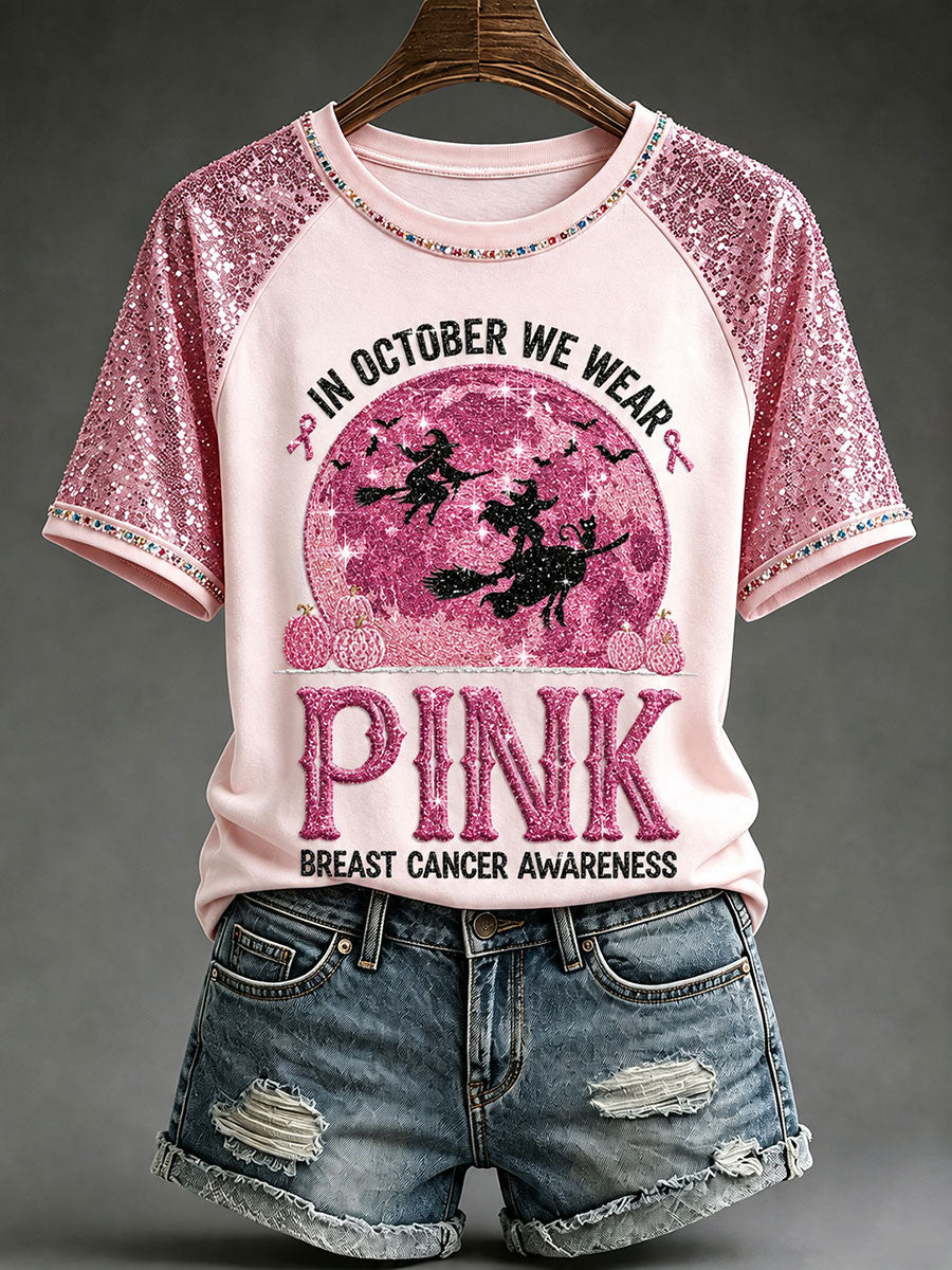 Women's In October We Wear Pink Witch T-shirt