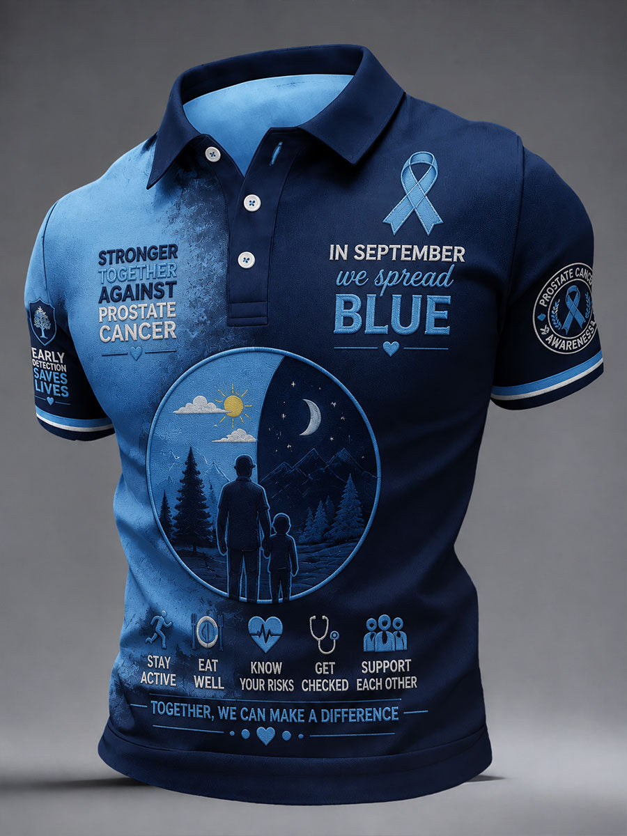 Men's 'In September We Spread Blue' Prostate Cancer Awareness Shirts