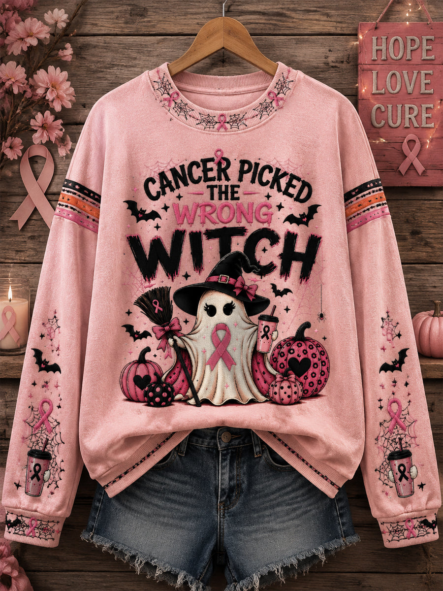 Women's Halloween Breast Cancer Pink Print Sweatshirt