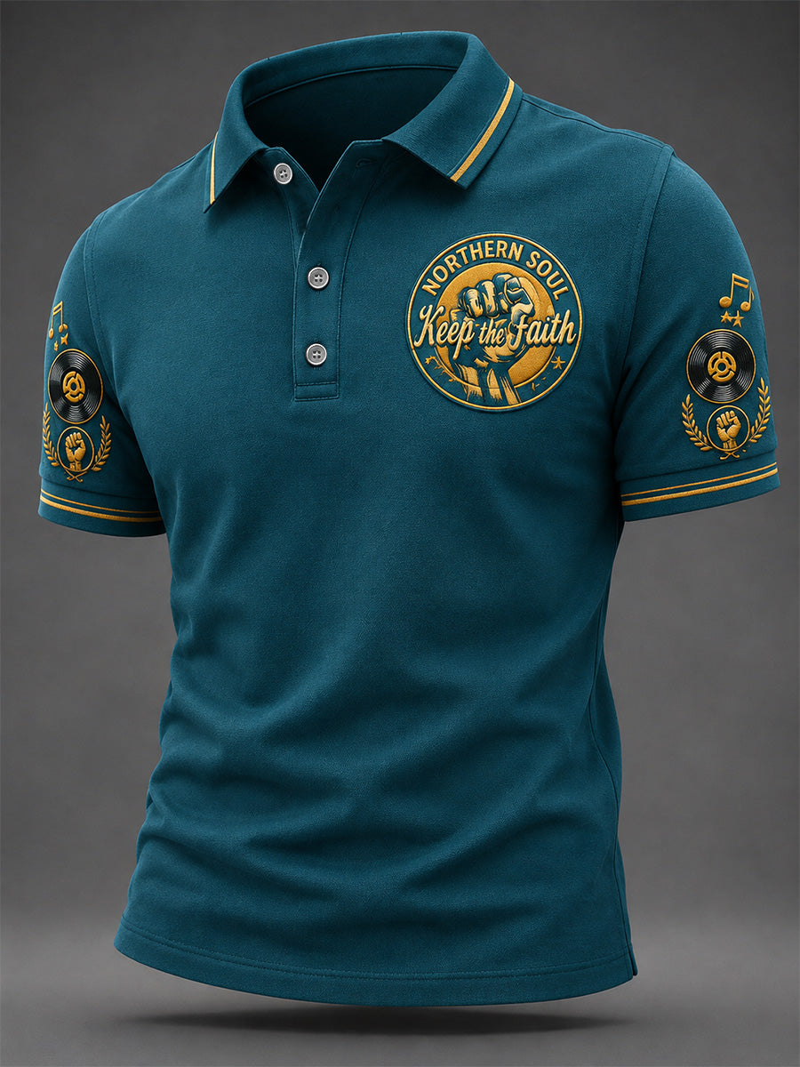 Men's Northern Soul Print Casual Polo