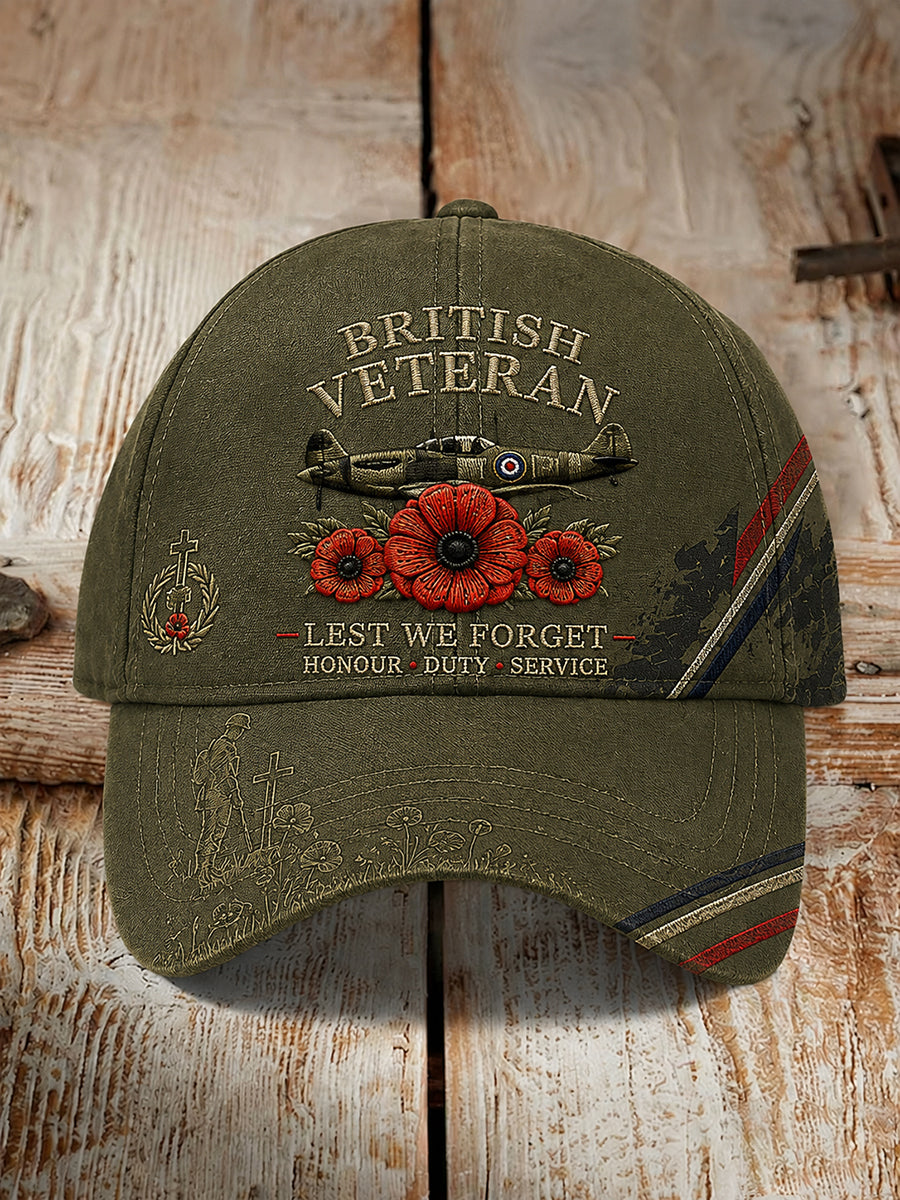 Men's Vintage Military Veteran Commemorative Print Hat
