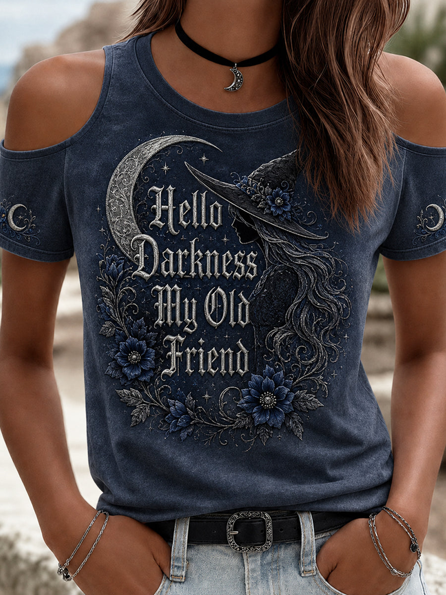 Women's Hello Darkness My Old Friend Halloween Print T-shirt
