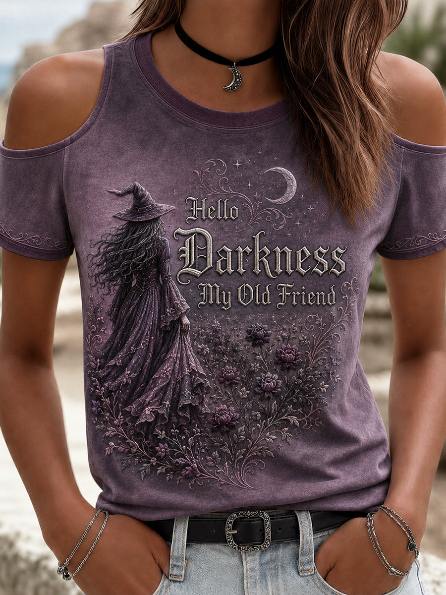 Women's Hello Darkness My Old Friend Halloween Print T-shirt