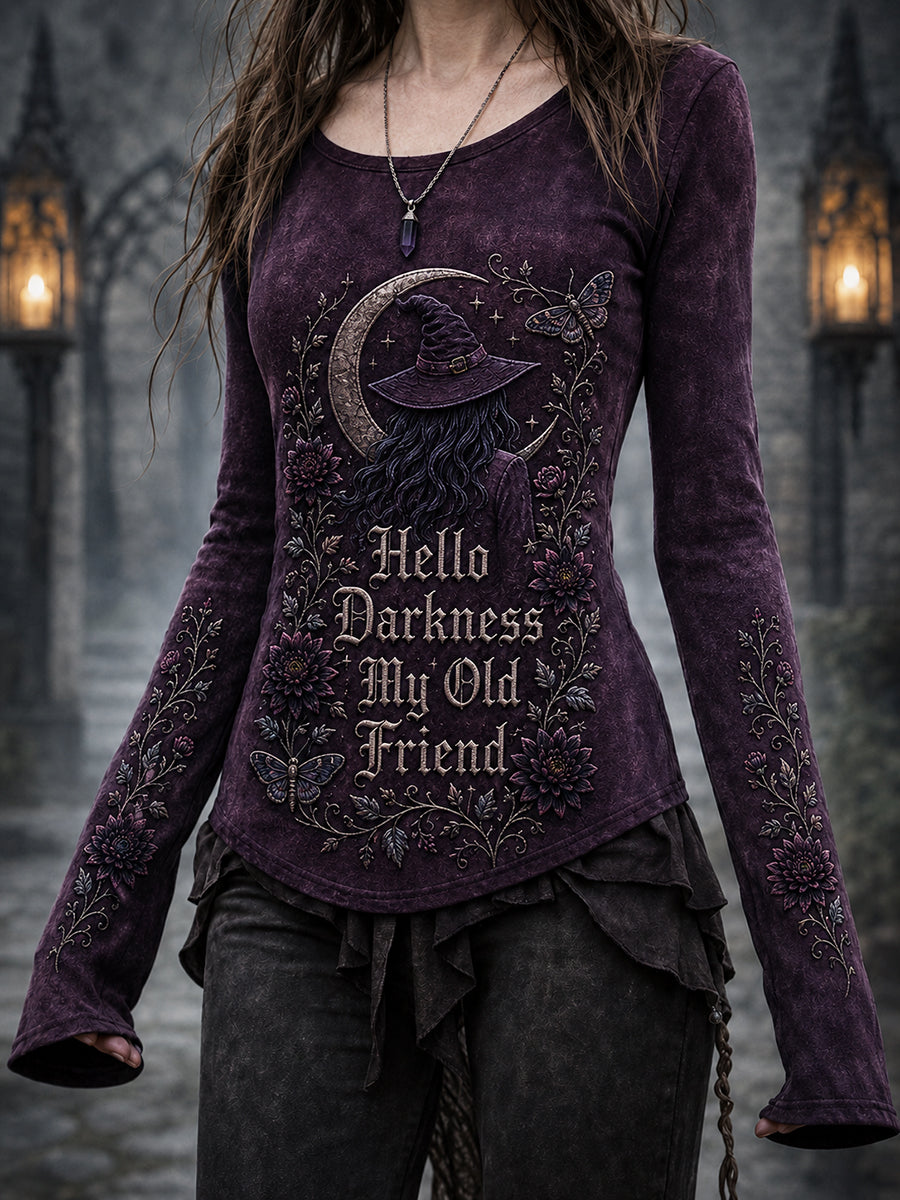 Women's Hello Darkness My Old Friend Halloween Print T-shirt