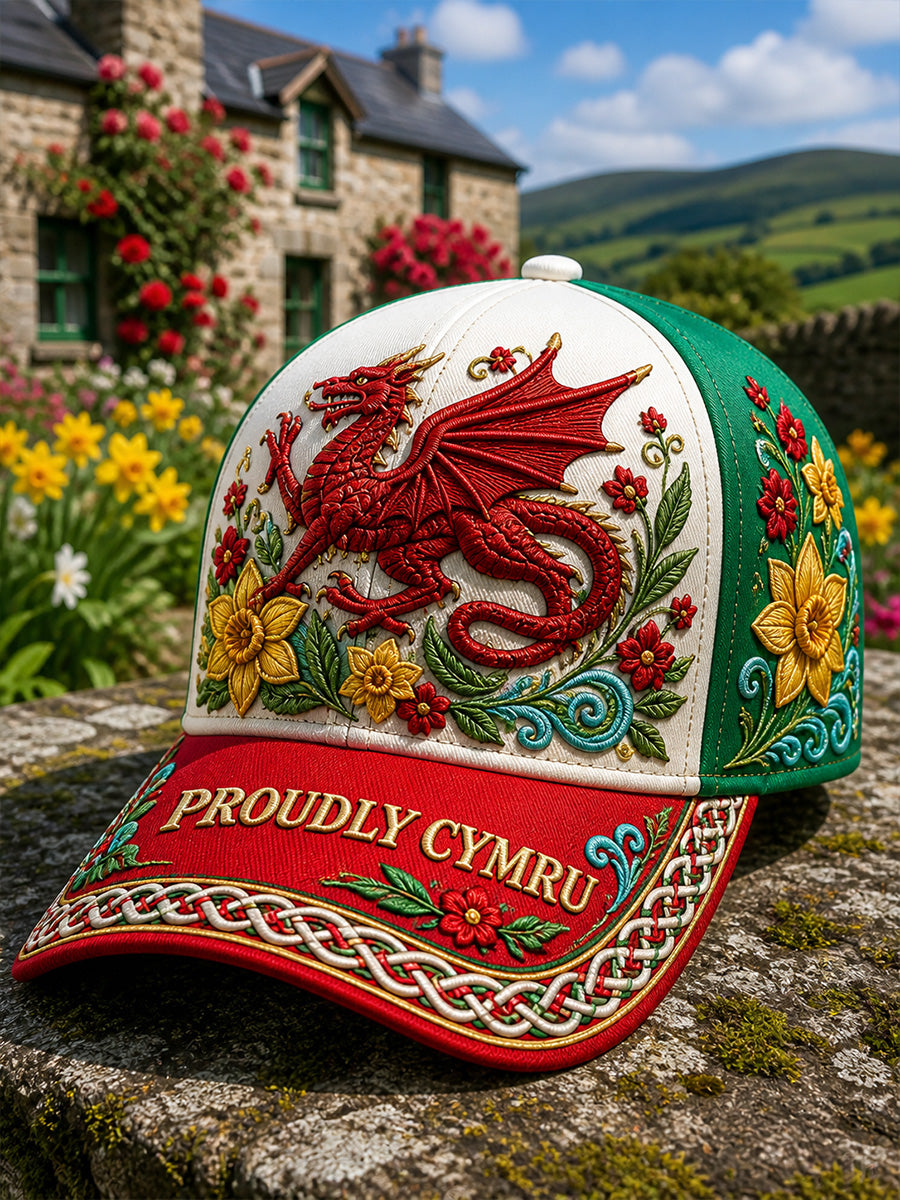Unisex Vintage British/Welsh Art Print Casual Hat
