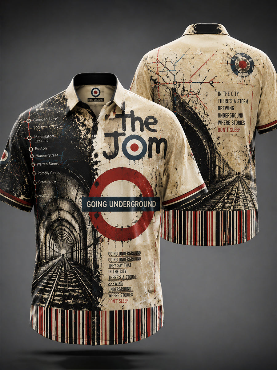 Men's Retro Punk Music The Modfather Printed Short-sleeved Shirt